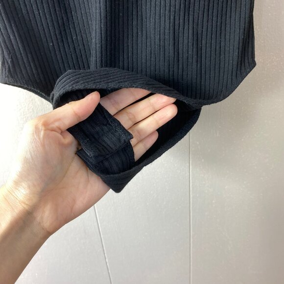 Zara Black Knit Ribbed Sweet Heart Neckline Bodysuit Top Size Small - Picture 7 of 10